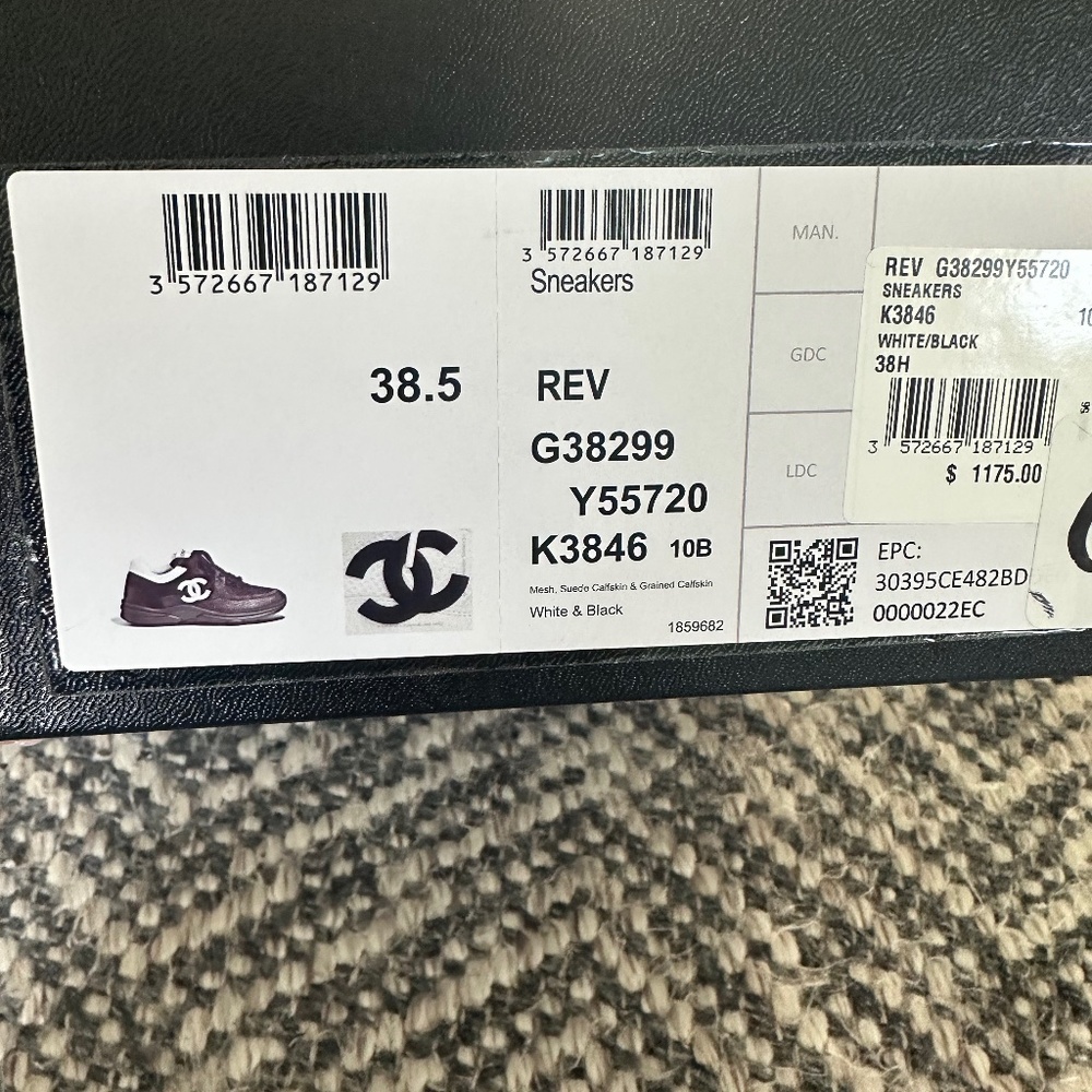 Chanel Cha Nel Sneakers Black and White 38.5